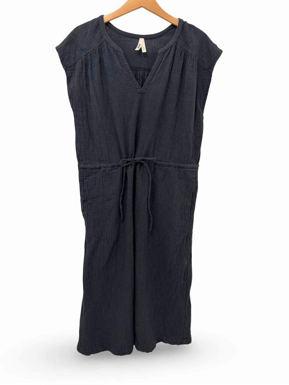 Pact Coastal Tie Waist Midi Grey Dress Size Medium